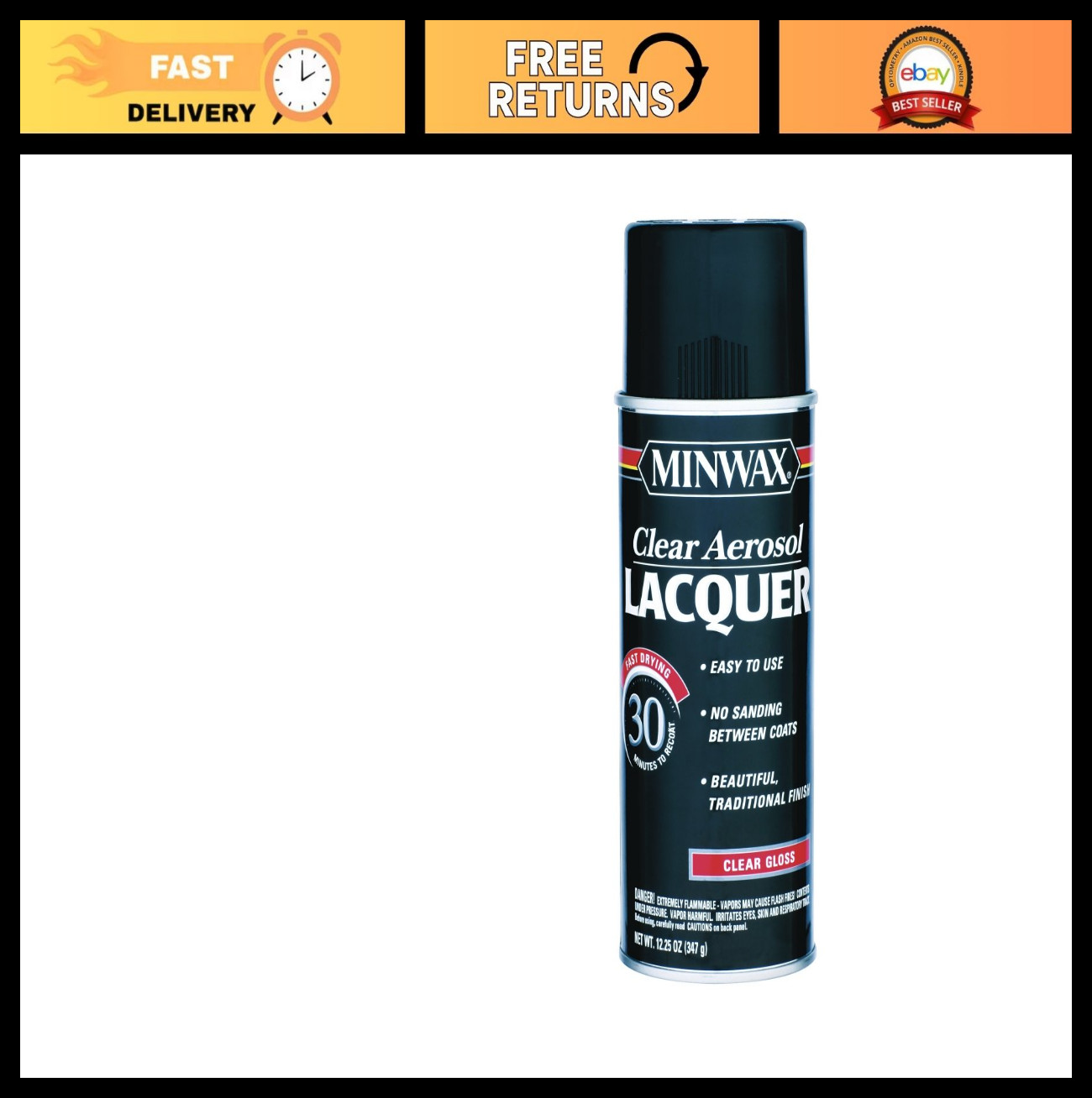 Clear Brushing Lacquer Spray Gloss – 12.25 Oz, Set of 6, Perfect for Crafts & Fi