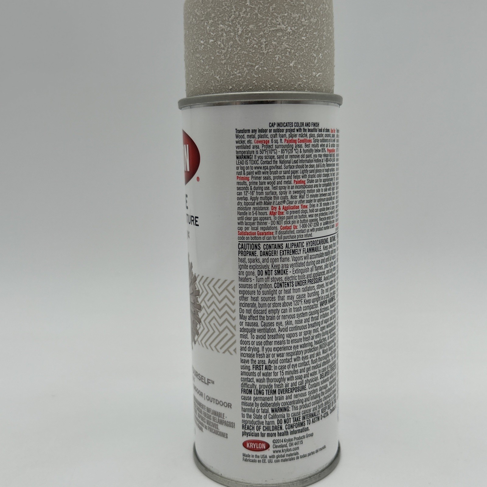 Krylon K18213 Coarse Stone Texture Finish Spray Paint, White Onyx, 12 Ounce