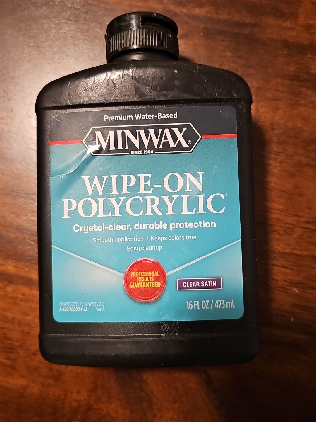 16 Oz Minwax Polycrylic Wipe-on Clear Satin Stain Pint Open Box-d3