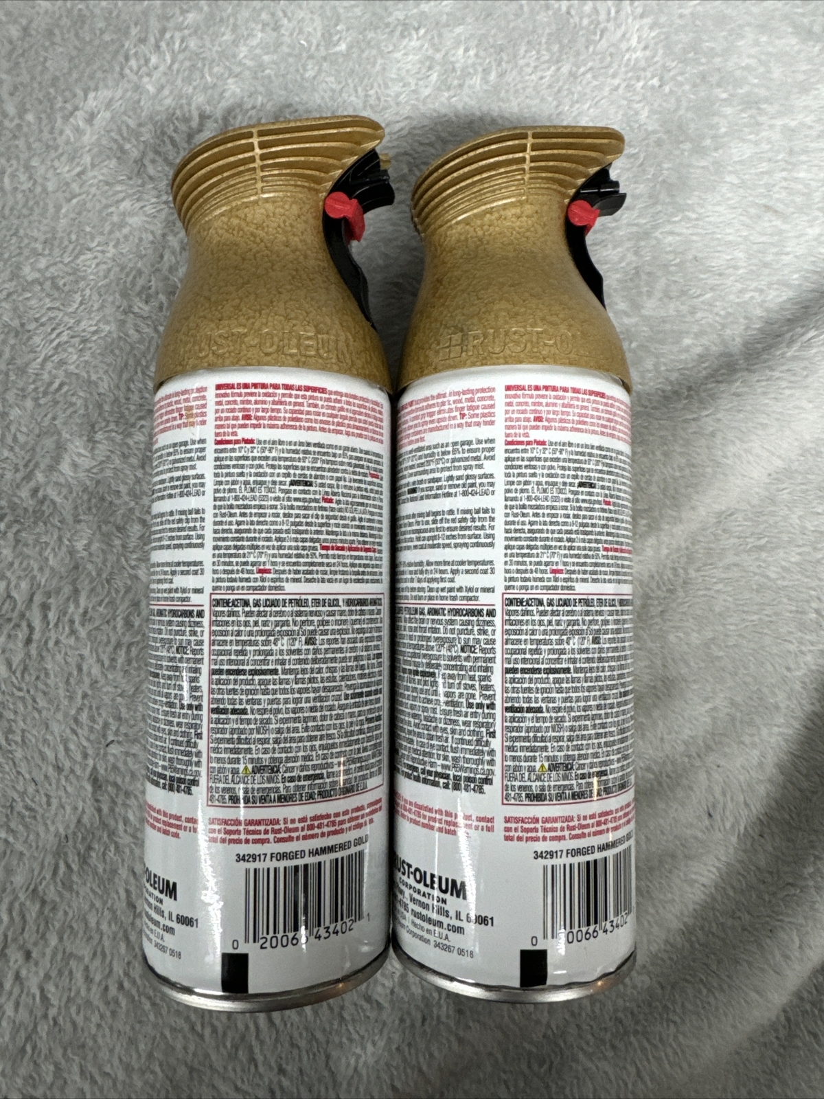 Rust-Oleum 342917 Universal All Surface Spray Paint, Forged Hammered Goldx2 Cans