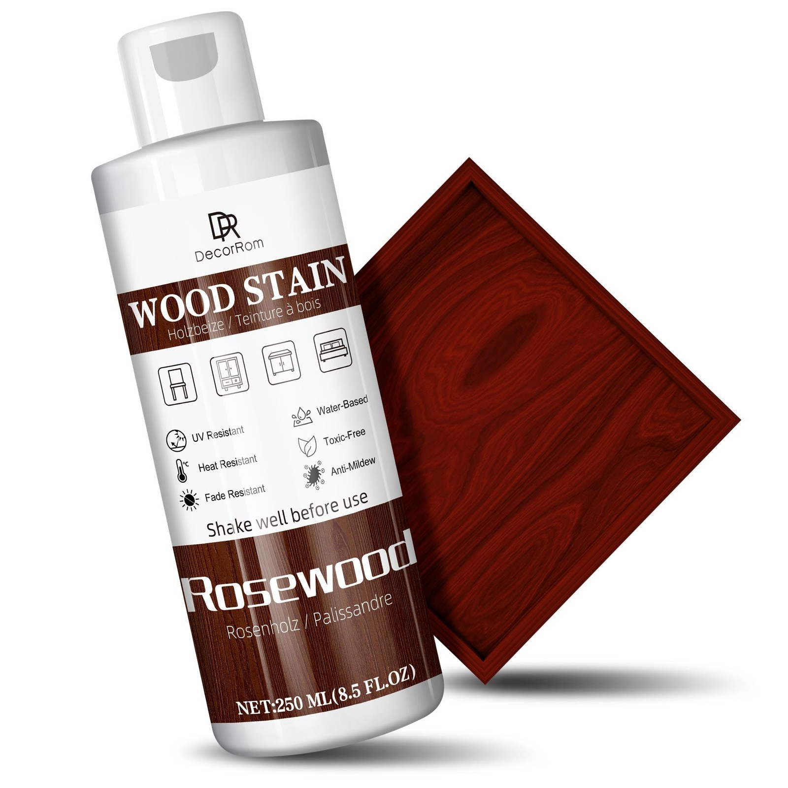 Rosewood Water Based Wood Stain Matte Fast Dry Indoor Outdoor Furniture 8.5oz