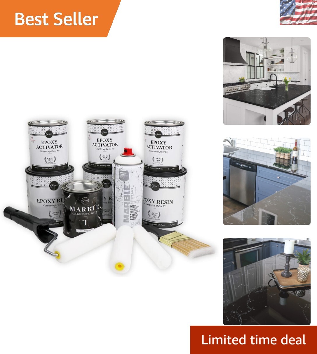 Easy Three-Step Acrylic Countertop Paint Kit – Belgotta Black 110 Fl Oz