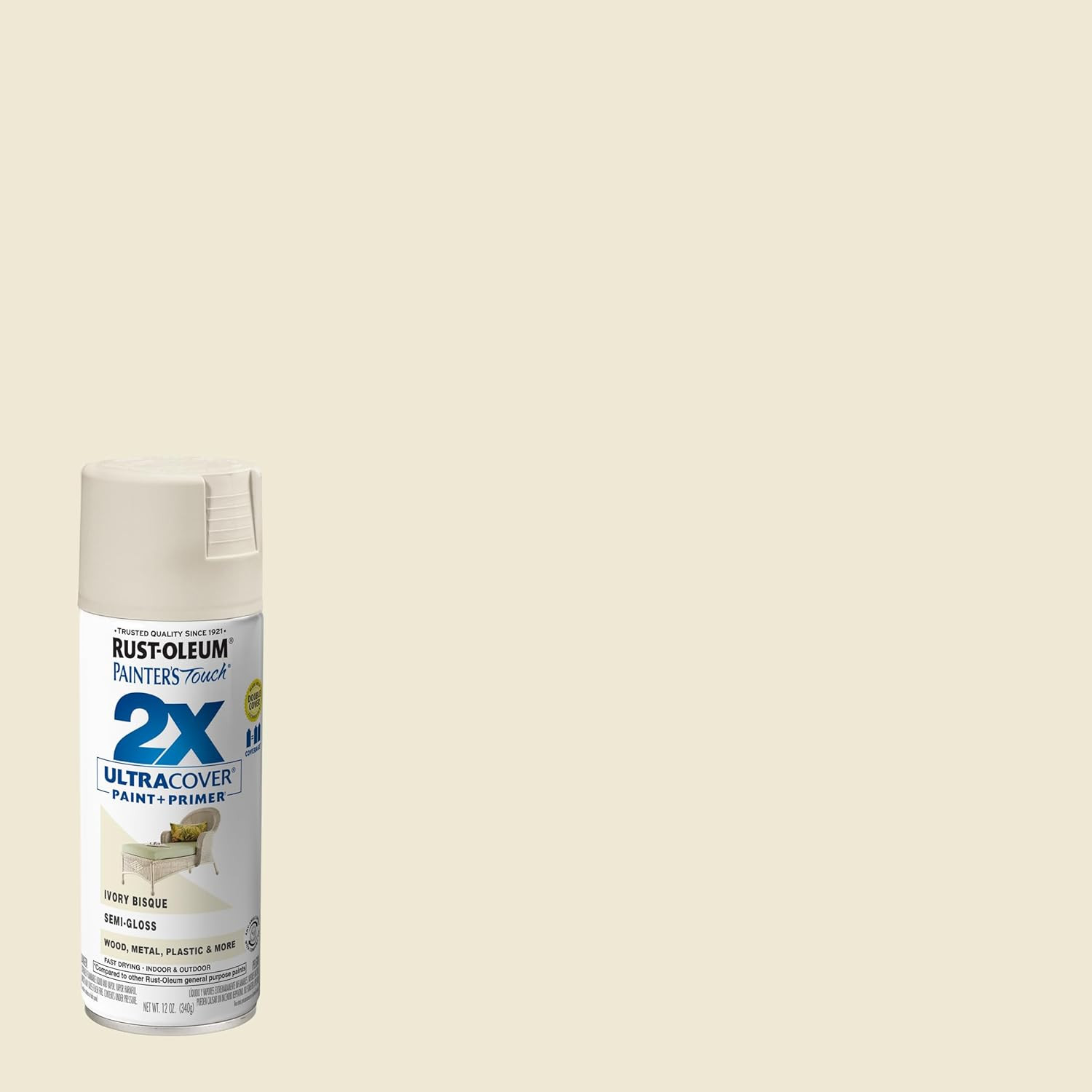 249860-2PK Painter’S Touch 2X Ultra Cover Spray Paint, 12 Oz, Semi-Gloss Ivory B