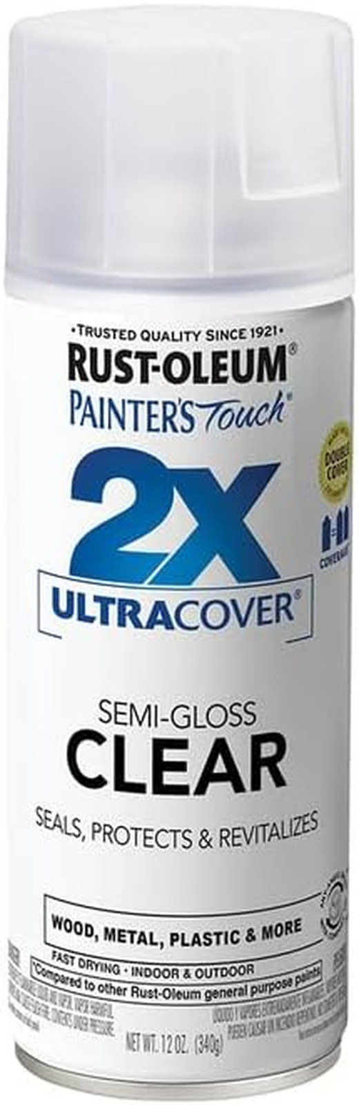 Rust-Oleum 249859 Painter’S Touch 2X Ultra Cover Spray Paint, Semi-Gloss Clear