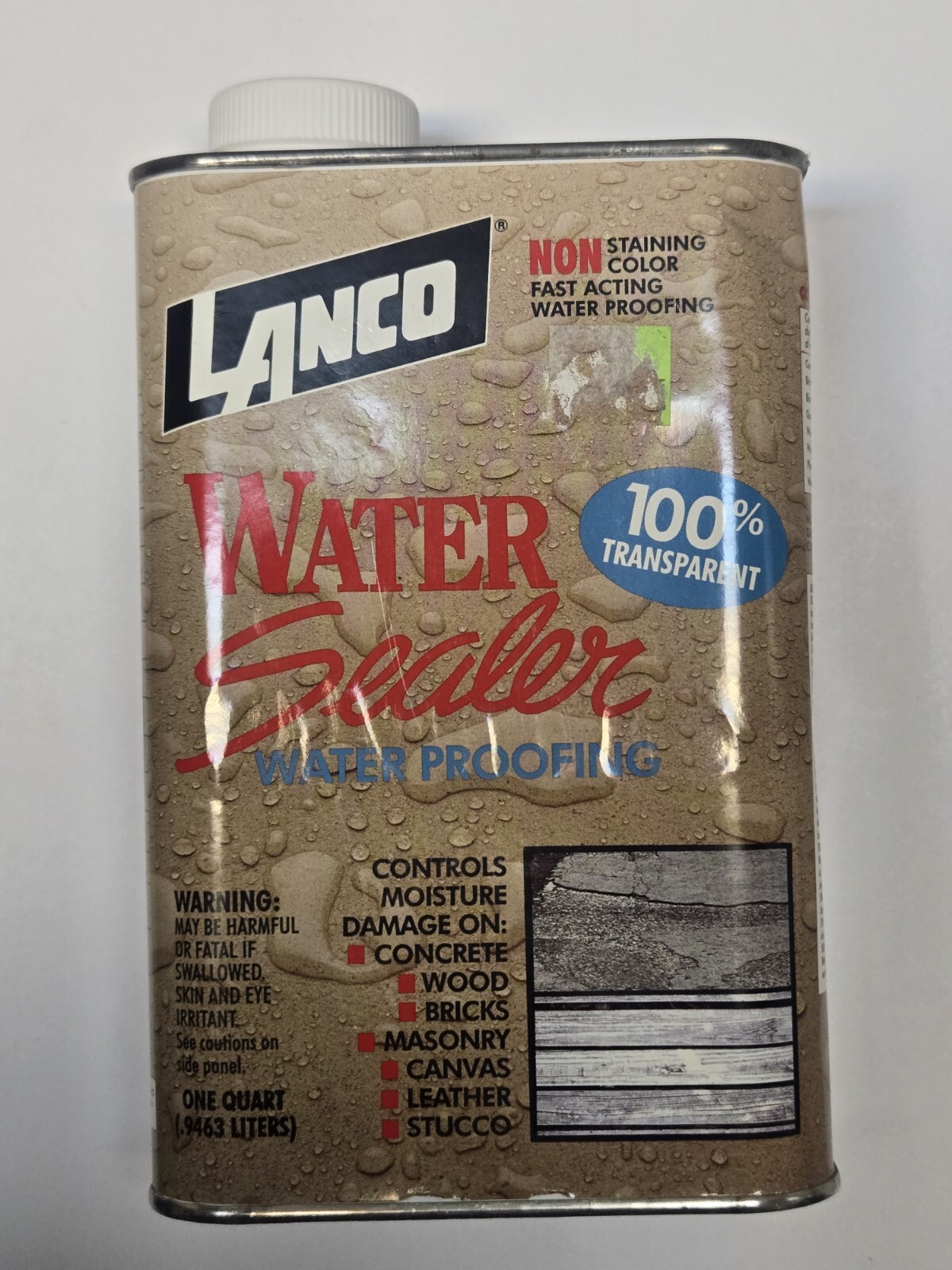 Lanco 100 Percent Clear Hay Acting Water Sealer Water Proofing 1 Quart. new
