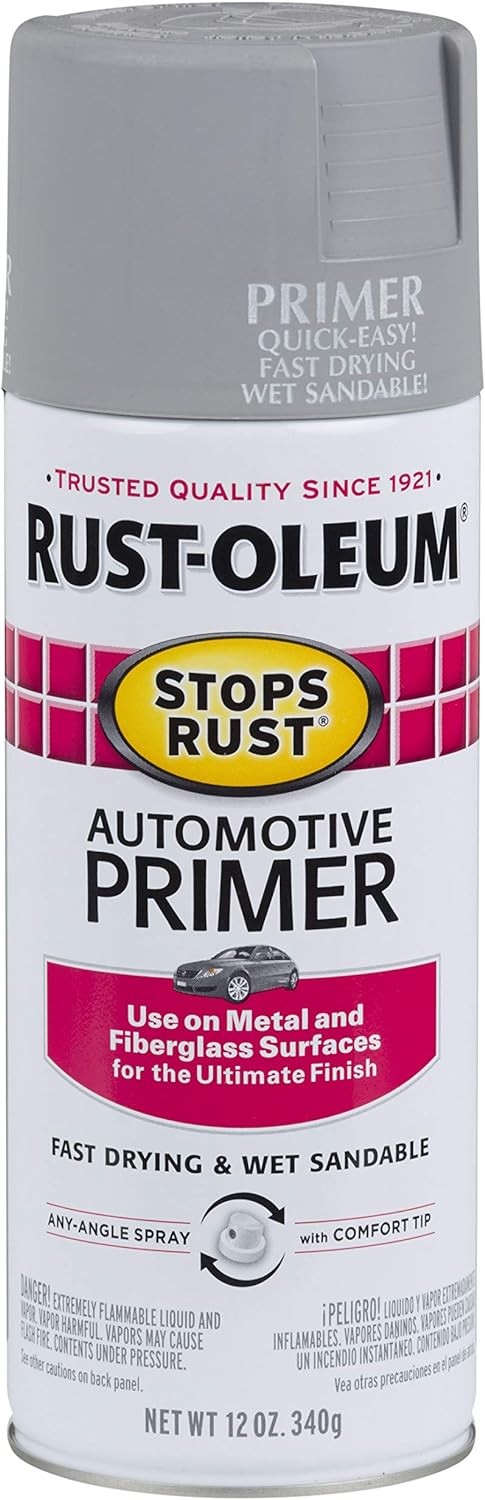 Rust-Oleum 2081830 Stops Rust Automotive Primer Spray, 12 oz, Flat Light Gray