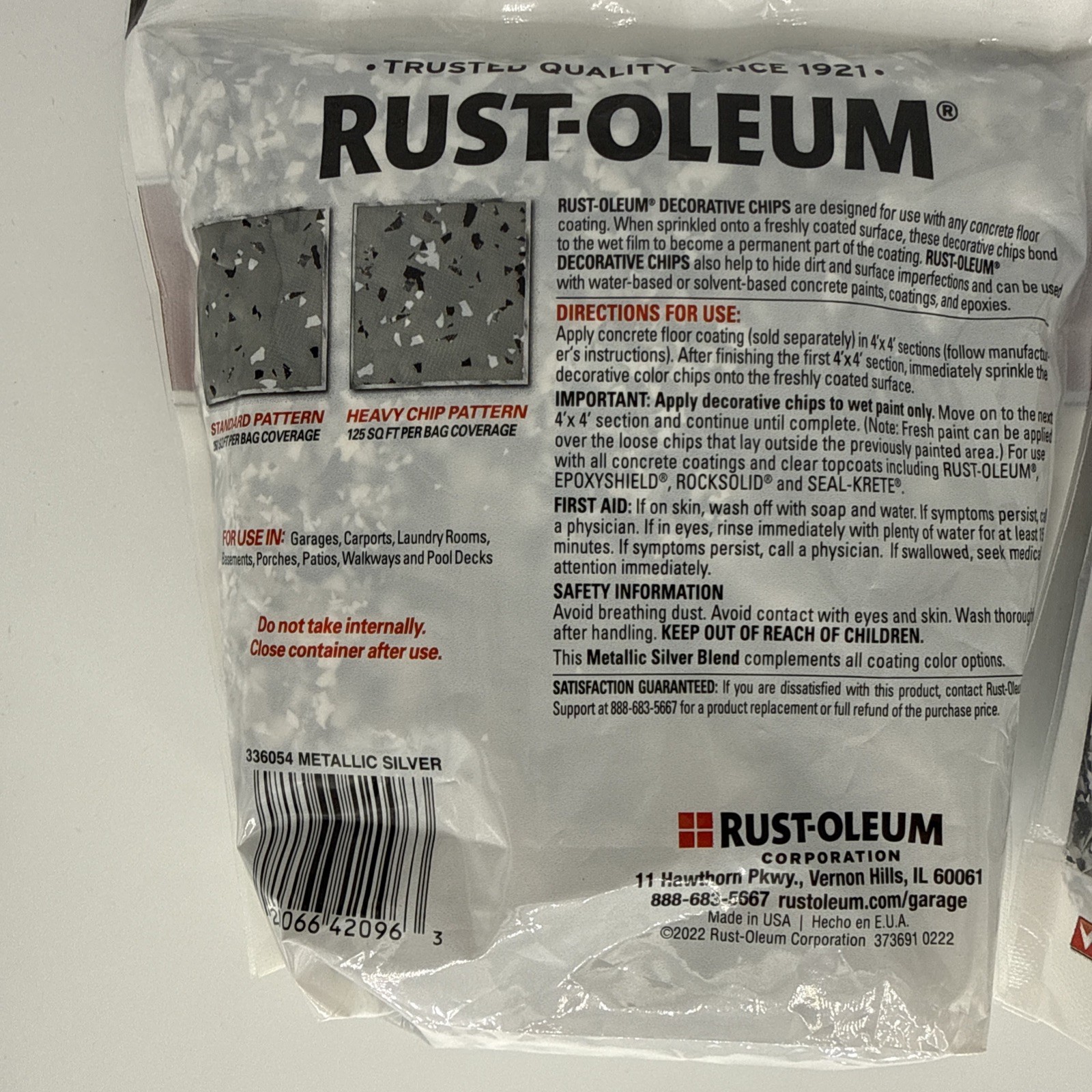Two Rust-Oleum Decorative Color Chips Metallic Silver Blend 1 LB Item # 336054