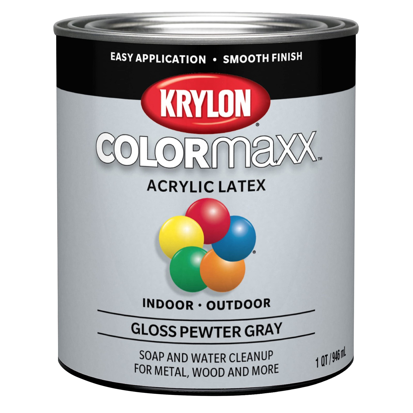 Krylon® COLORmaxx™ Brush-On, Gloss, Pewter 32 Fl Oz (Pack of 1), Gray