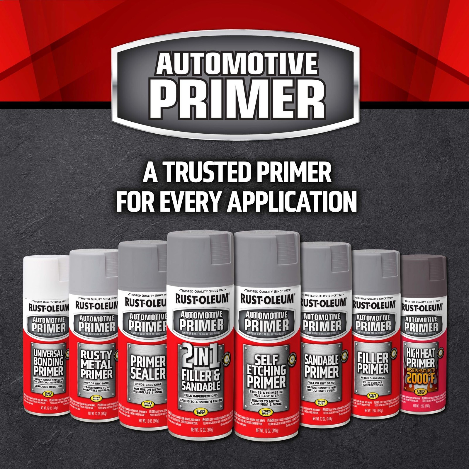 Rust Oleum Sandable Primer Spray Paint 12Oz Pack Of 6 Oil Based Rust Resistant