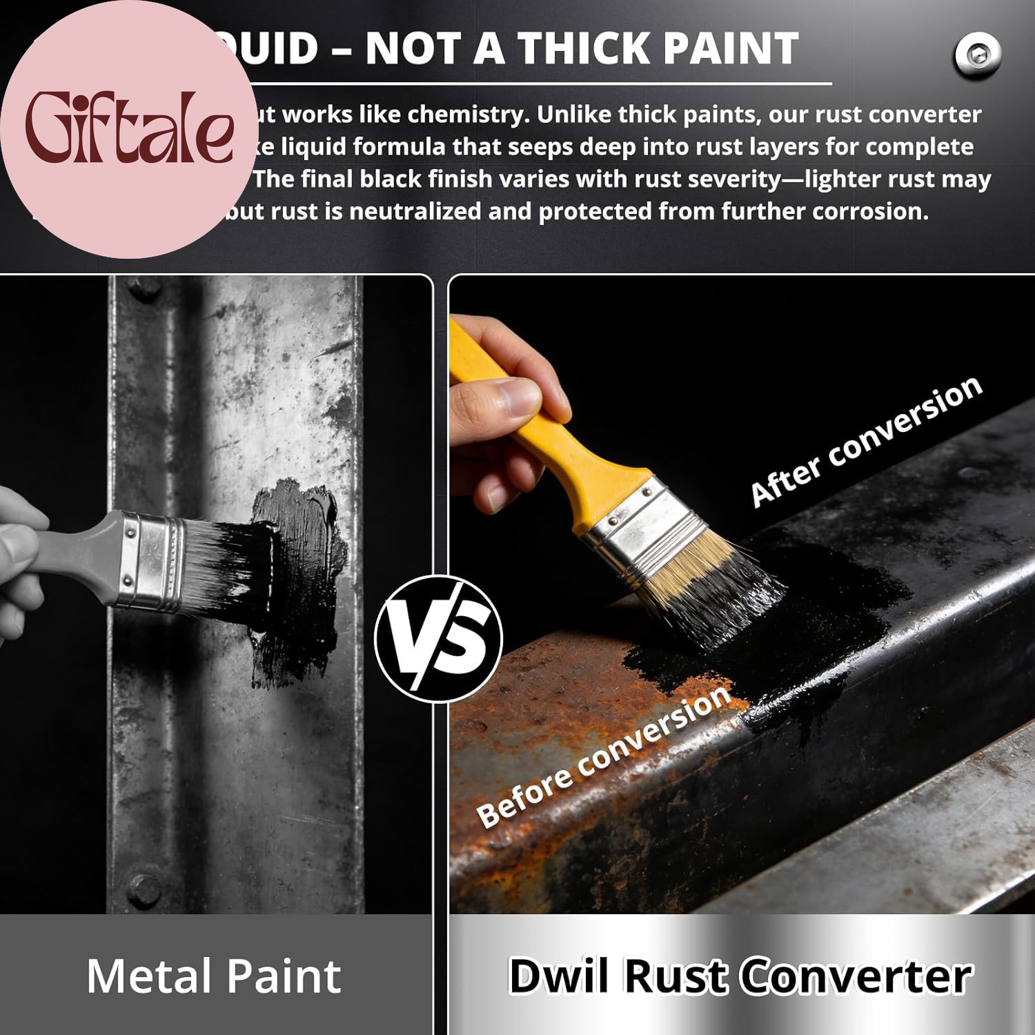 Rust Converter for Metal, 2 in 1 Rust Converter Paint and Primer, Converts Rust