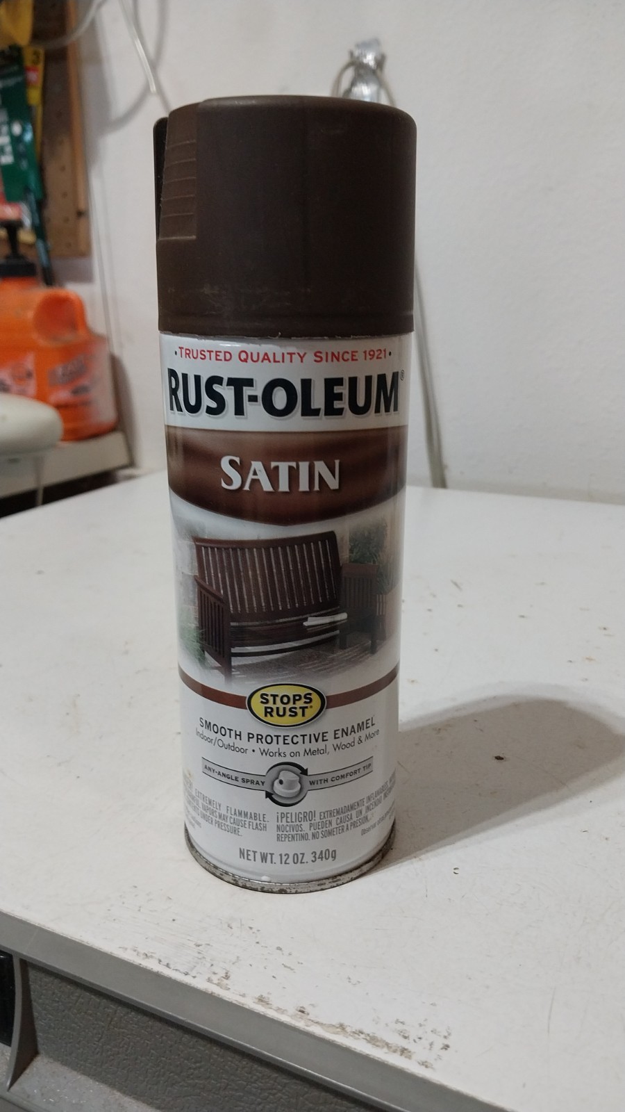 Rust-Oleum 241239 Stops Rust Enamel Spray Paint, 12 oz, Satin Dark Brown