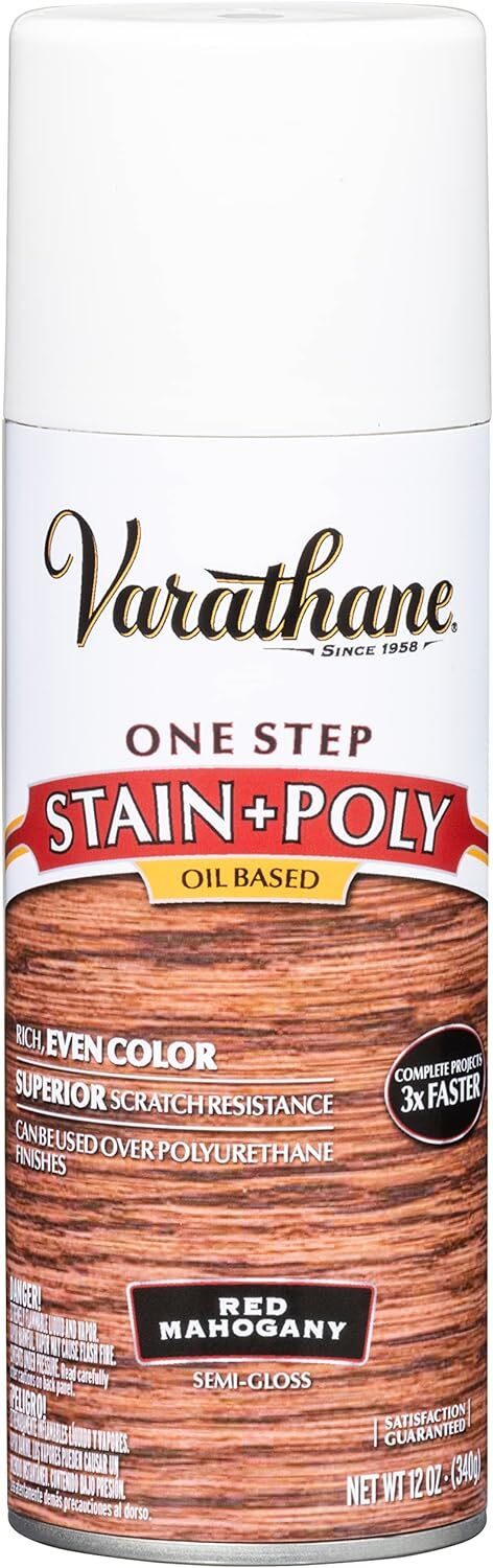 Varathane 243867 Wood Stain & Polyurethane Spray, 12 Oz, Red Mahogany