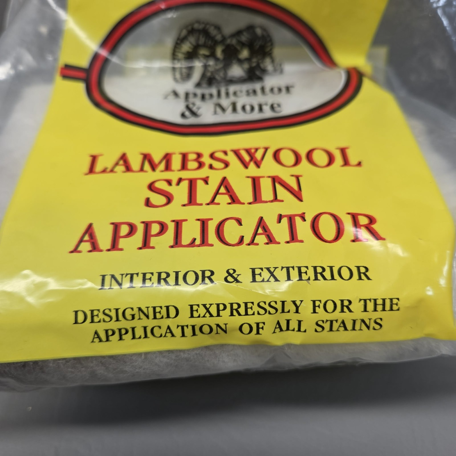 Applicator & More Lambswool Stain Applicator Wood Handle Interior Exterior B