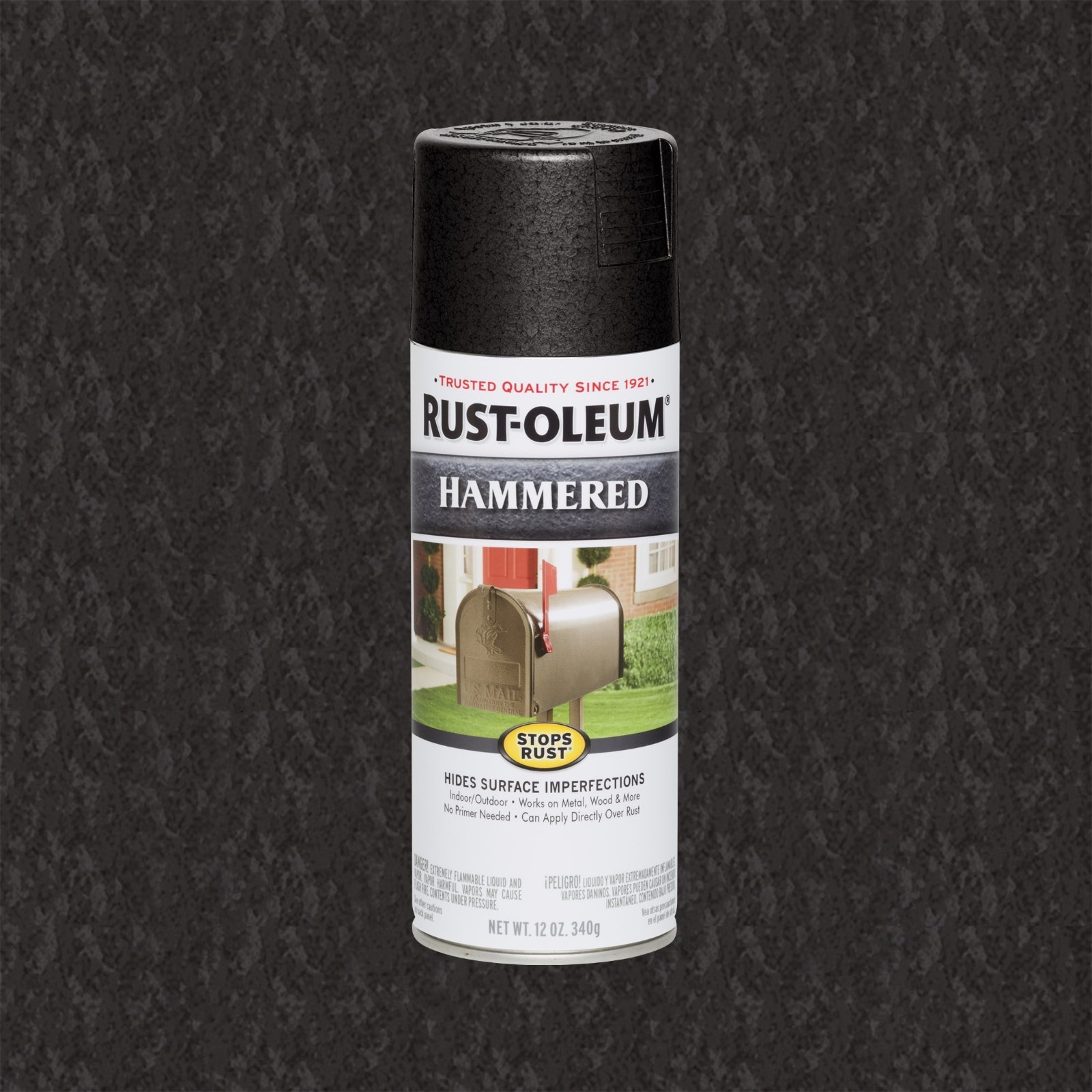 2 Pack Rust-Oleum Stops Rust Hammered Black Spray Paint, 12 oz, Protective Metal