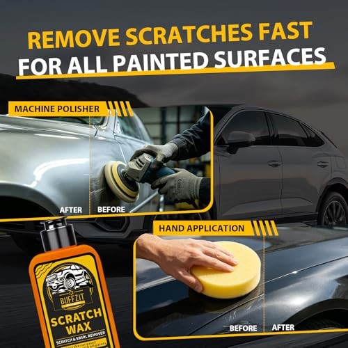 Car Scratch Remover for Vehicles, Scratch Repair Wax, Rubbing & Polishing Black