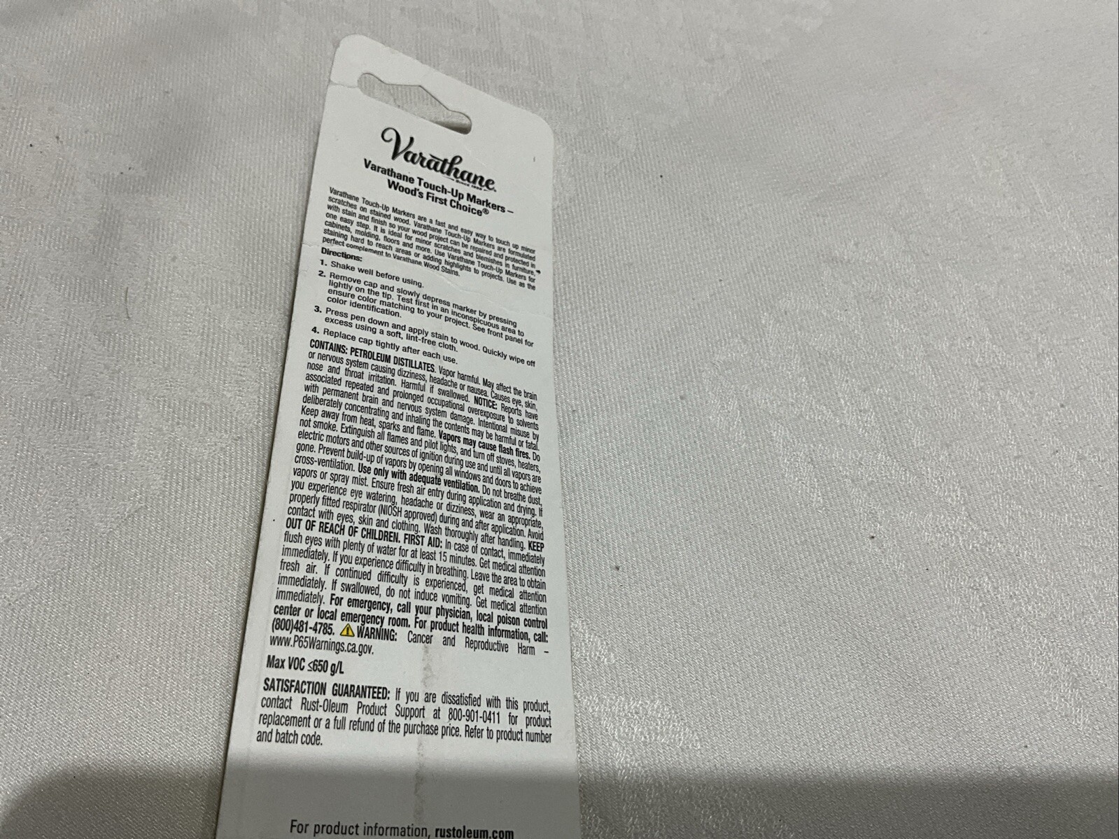 Varathane Touch-Up Marker WHITE New Sealed