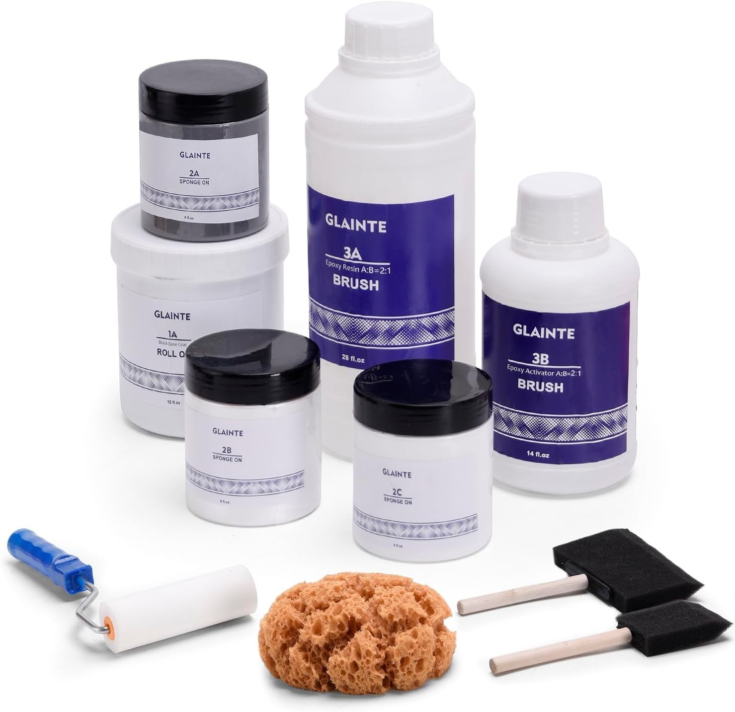 Epoxy Countertop Paint Kit – DIY Granite Refinishing, High-Gloss White, Low O…
