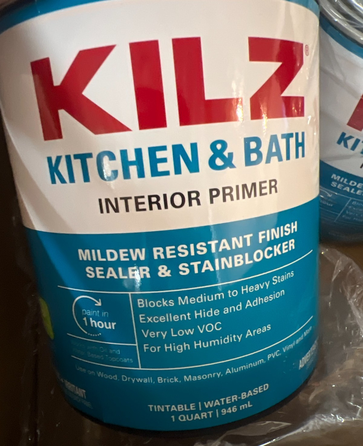 KILZ Kitchen & Bath Mildew Resistant Water-Based Primer 1 Qt New