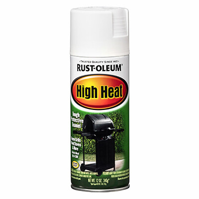 Rust-Oleum 7751830 High Heat Spray Paint, Satin, White, 12 oz, Aerosol Can