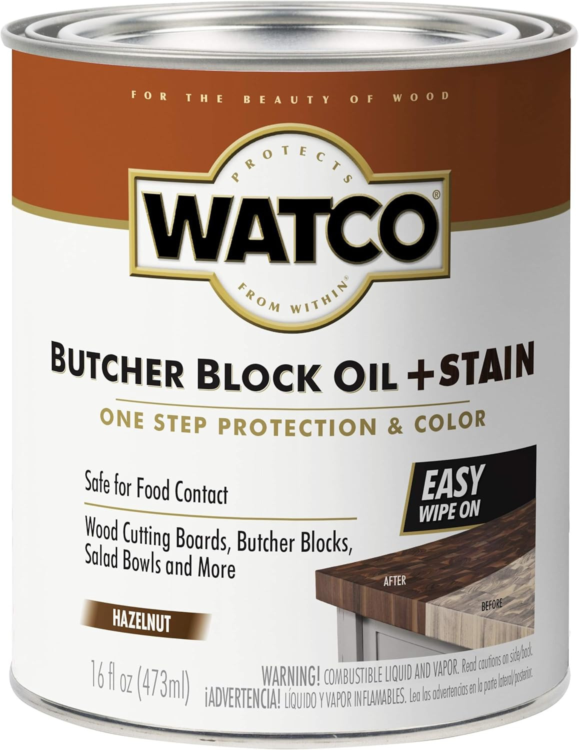 Butcher Block Oil + Stain | Safe for Food Contact | Durable Protection | Easy On