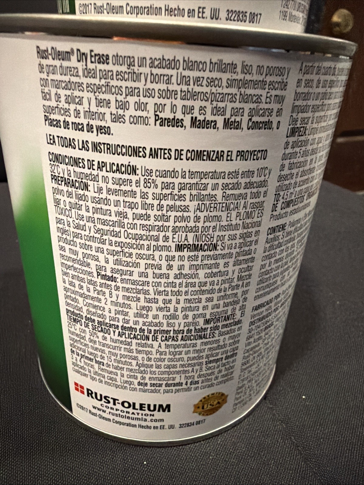 Rust Oleum Dry Erase ( Whiteboard / marker board surface)