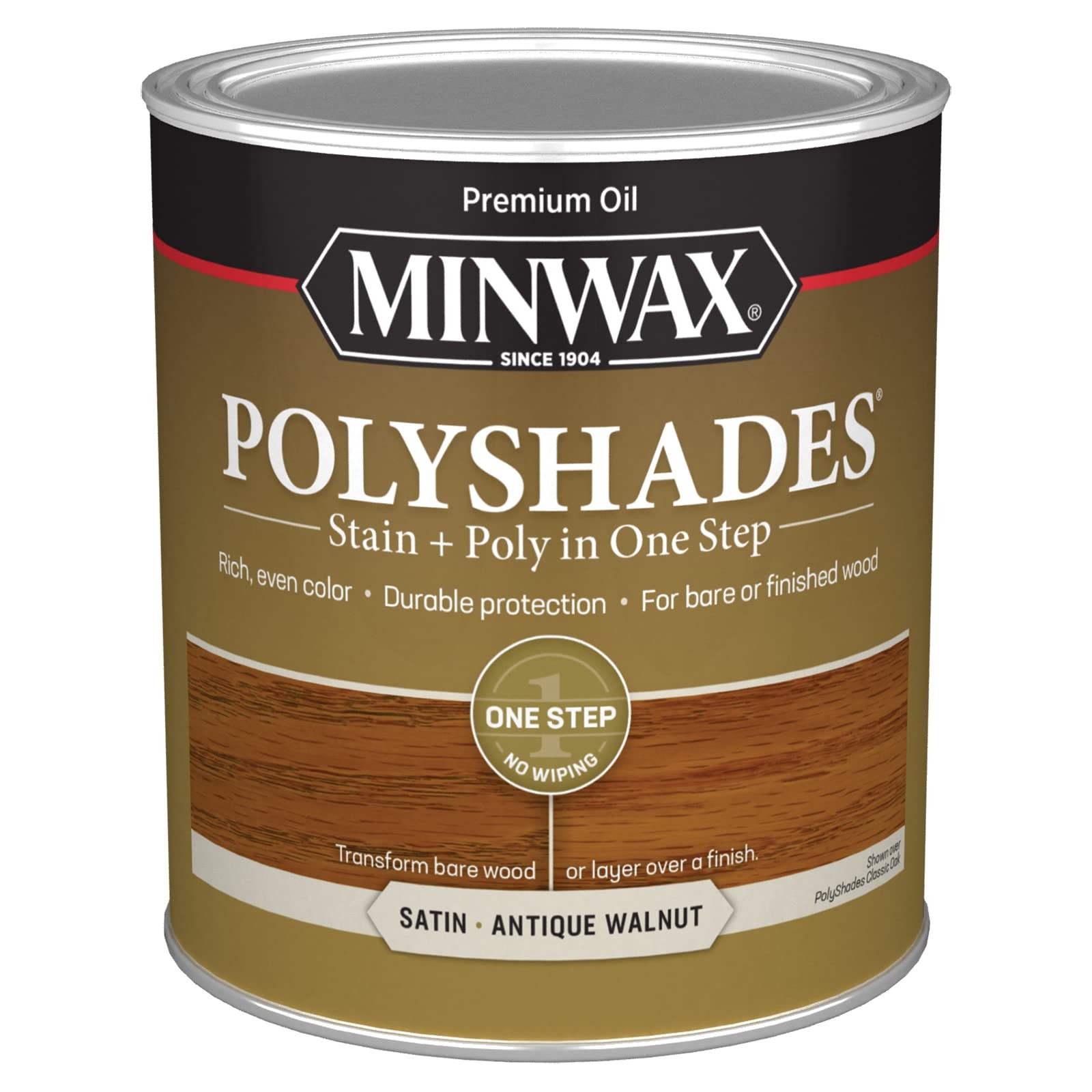 Minwax PolyShades Wood Stain + 32 Fl Oz (Pack of 1), Antique Walnut