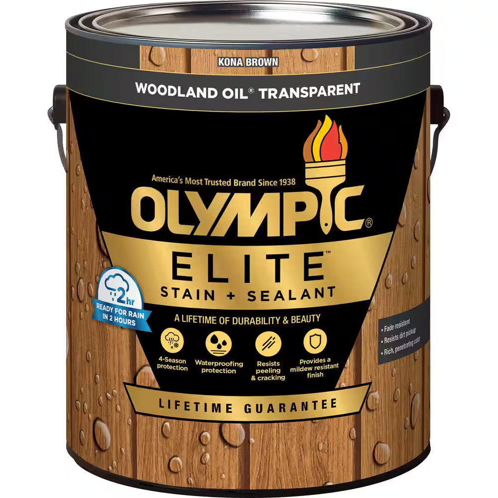 Elite 1 Gal. Kona Brown Woodland Oil Transparent Stain and Sealer in One Low VOC