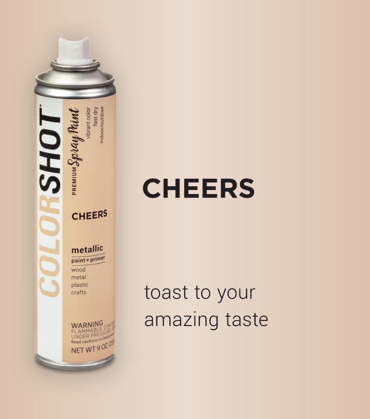 Cheers Champagne Metallic Spray Paint – Fast-Drying 9oz 4 Pack for All Surfaces
