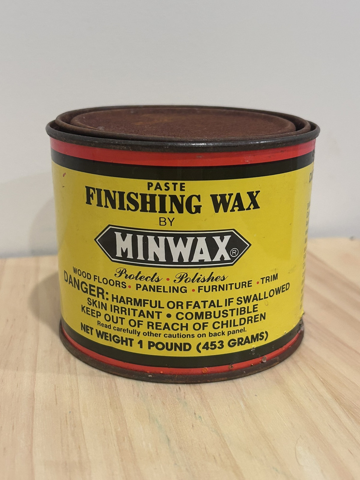 Minwax Paste Finishing Wax 16 oz-65% Full Protects Polishes Hard Dry