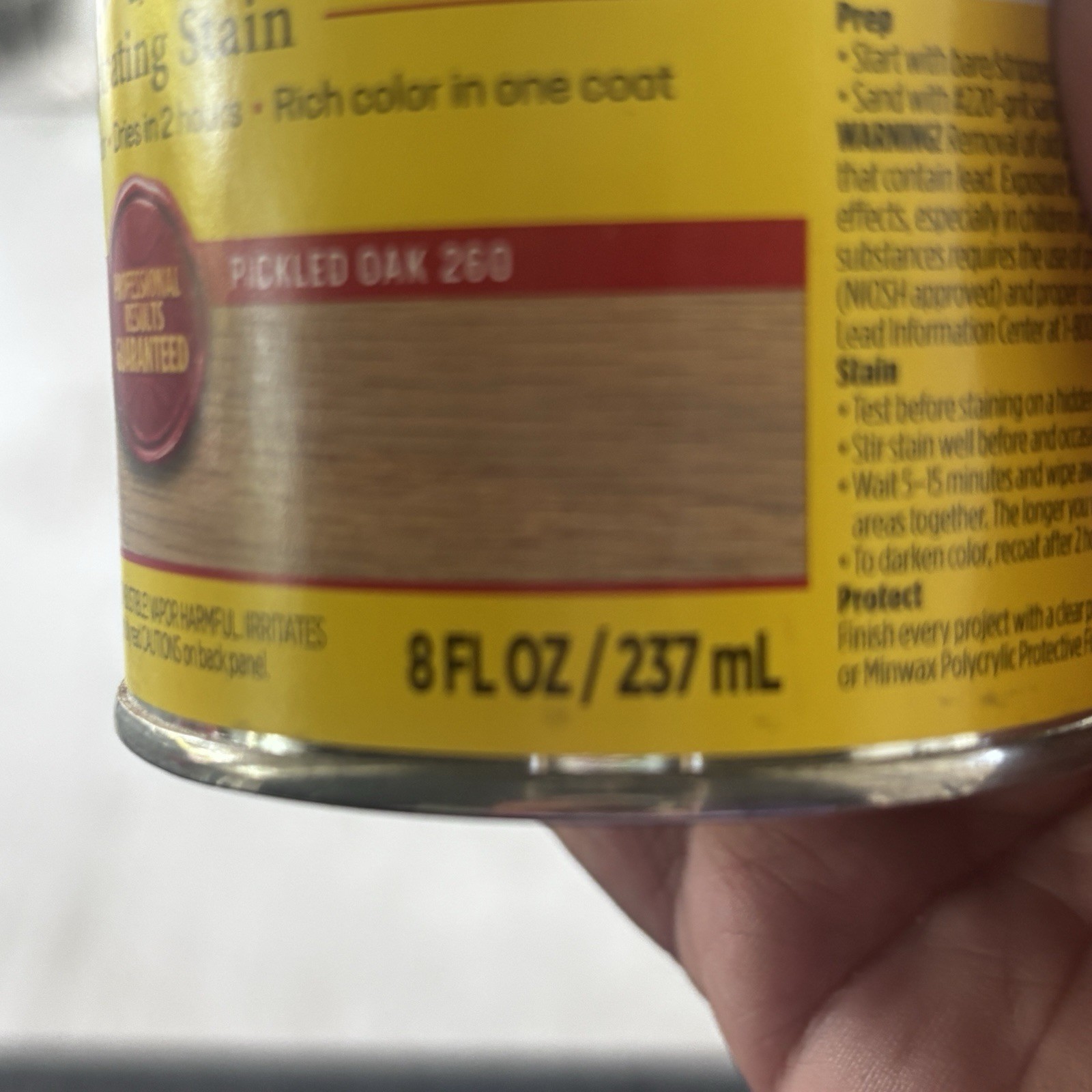 MINWAX PICKLED OAK 260 INTERIOR OIL BASED WOOD FINISH STAIN 1/2 PINT