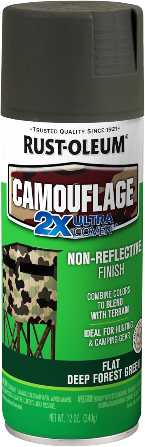 Rust-Oleum 279175 Camouflage 2X Ultra Cover Spray Paint, 12 oz, Deep Forest Gree