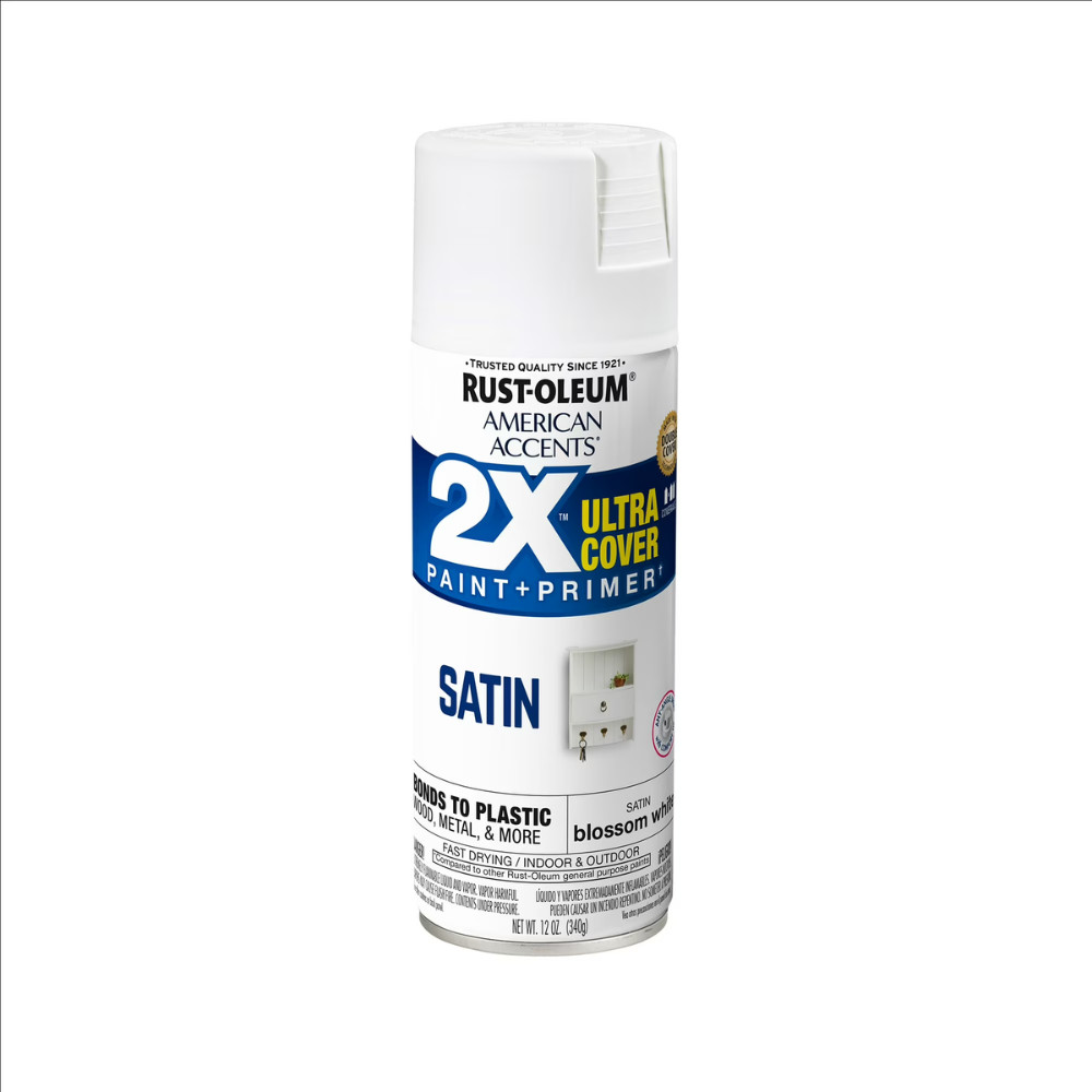 (6 Pack) Rust-Oleum 2X Ultra Cover, Satin Blossom White, Spray Paint, 12 oz Can