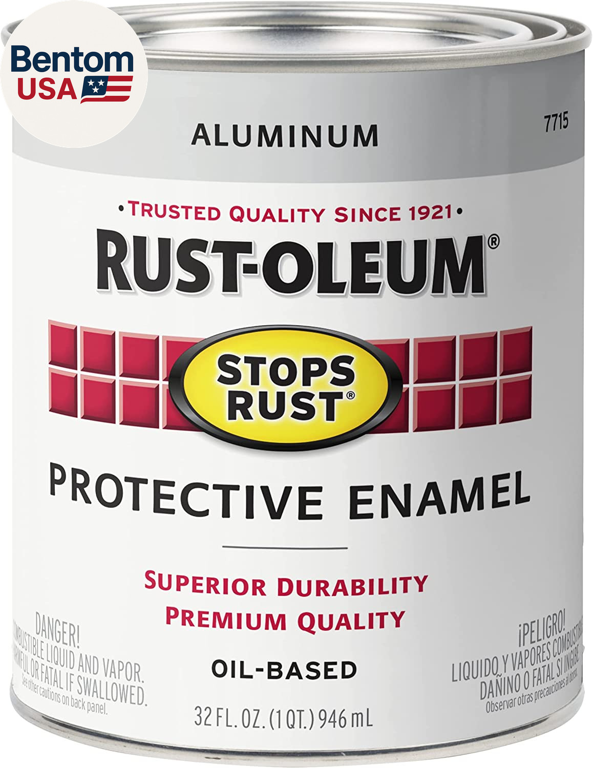 7715502 Stops Rust Brush on Paint, Quart, Metallic Aluminum (Pack of 1)