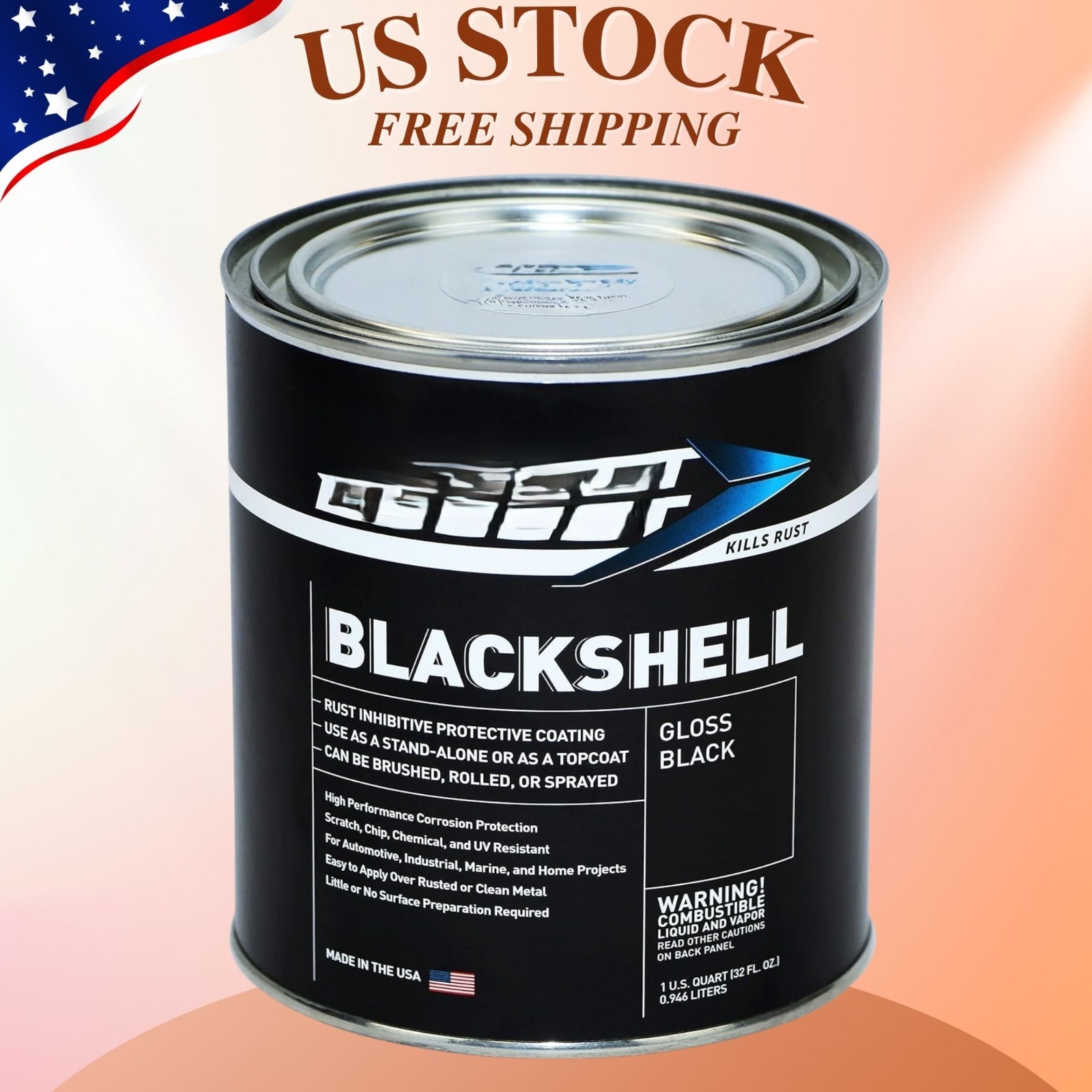 NEW Gloss Black Corrosion Preventive Coating UV Resistant Rust Proof Paint 1Qt