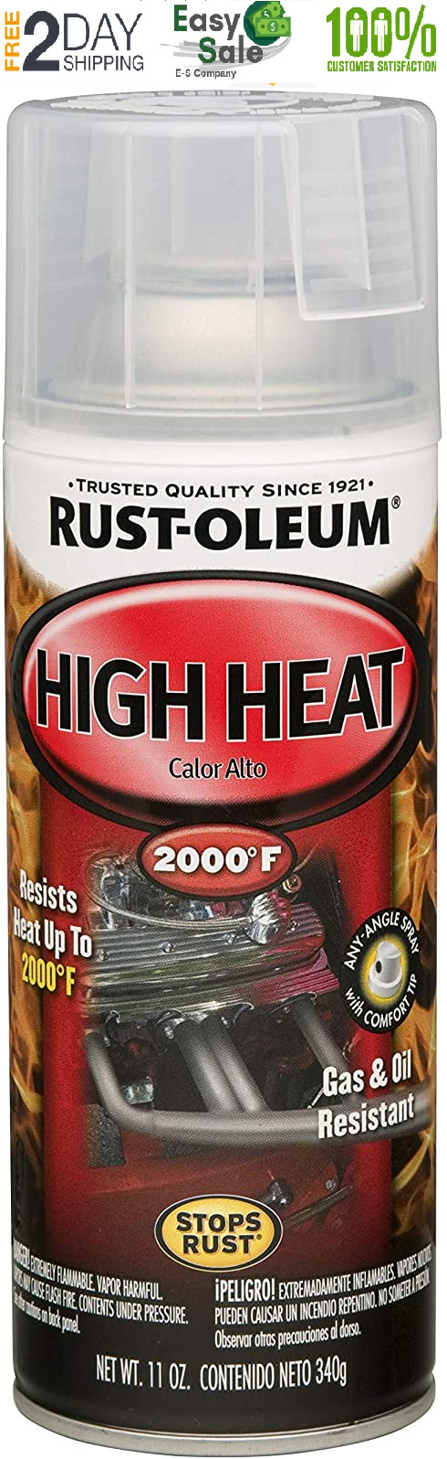 Automotive 11 Oz 2000 Degrees High Heat Spray Gas and Oil Resistant Gloss Clear