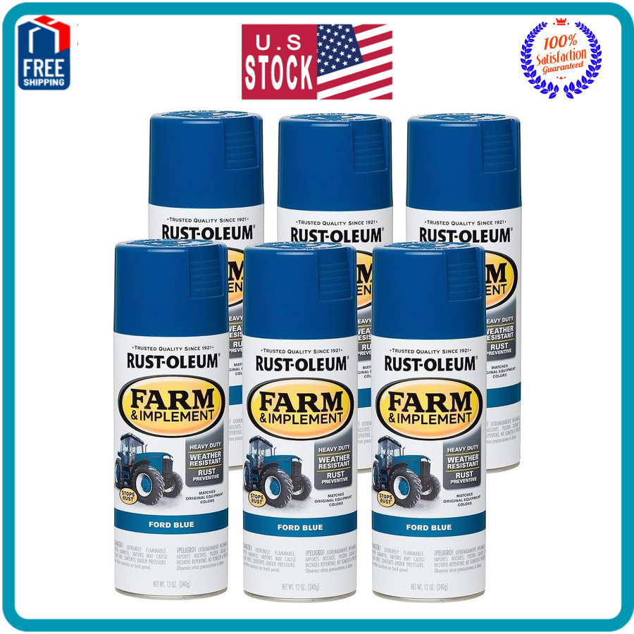 Rust-Oleum 280131-6PK Farm & Implement Spray Paint, 12 oz, Ford Blue, 6 Pack