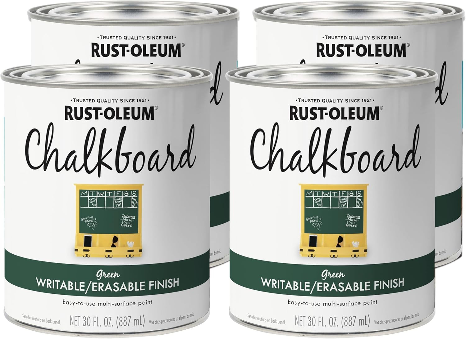 206438 Specialty Chalkboard Brush-On Paint, 30 Oz, Green, 4 Pack