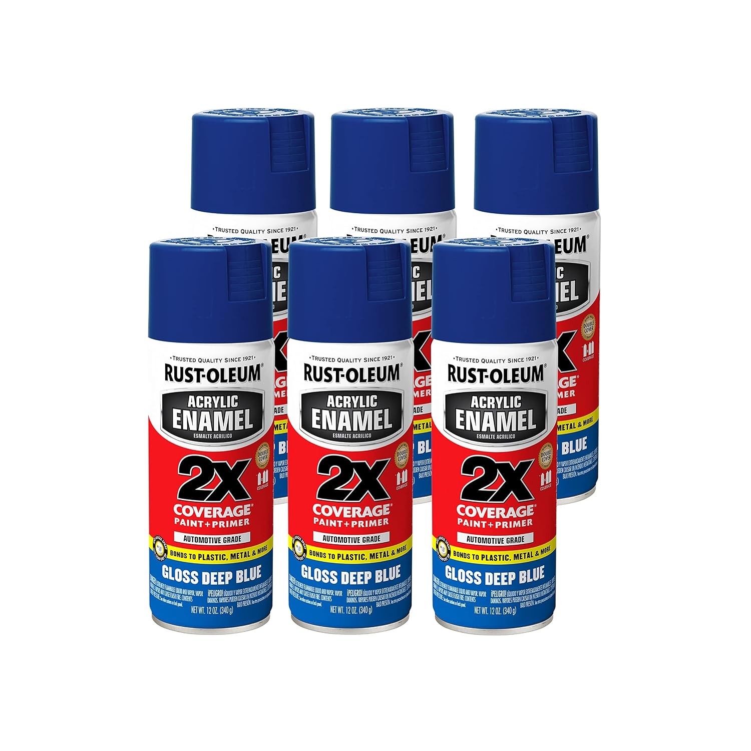 Rust Oleum Acrylic Enamel Gloss Deep Blue Spray Paint 12 oz Pack of 6