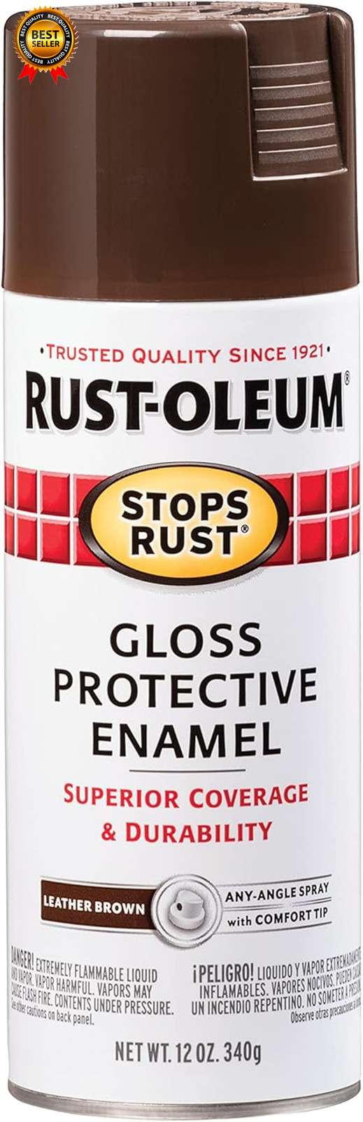 7775830 Stops Rust Spray Paint 12 Oz Gloss Leather Brown