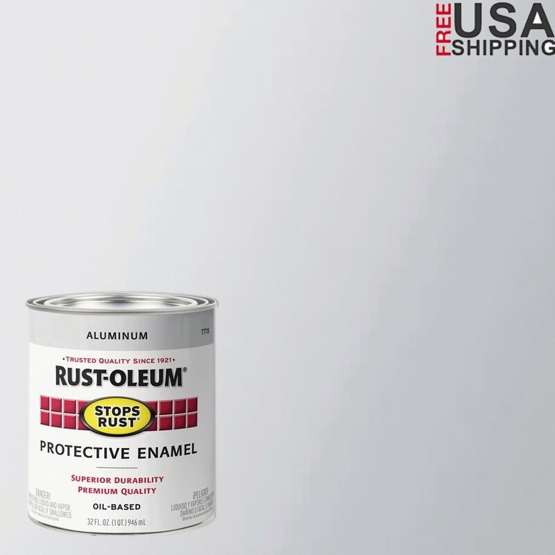 Metallic Aluminum Enamel Paint Rust Prevention Gloss Protective Oil Based 2 Pack