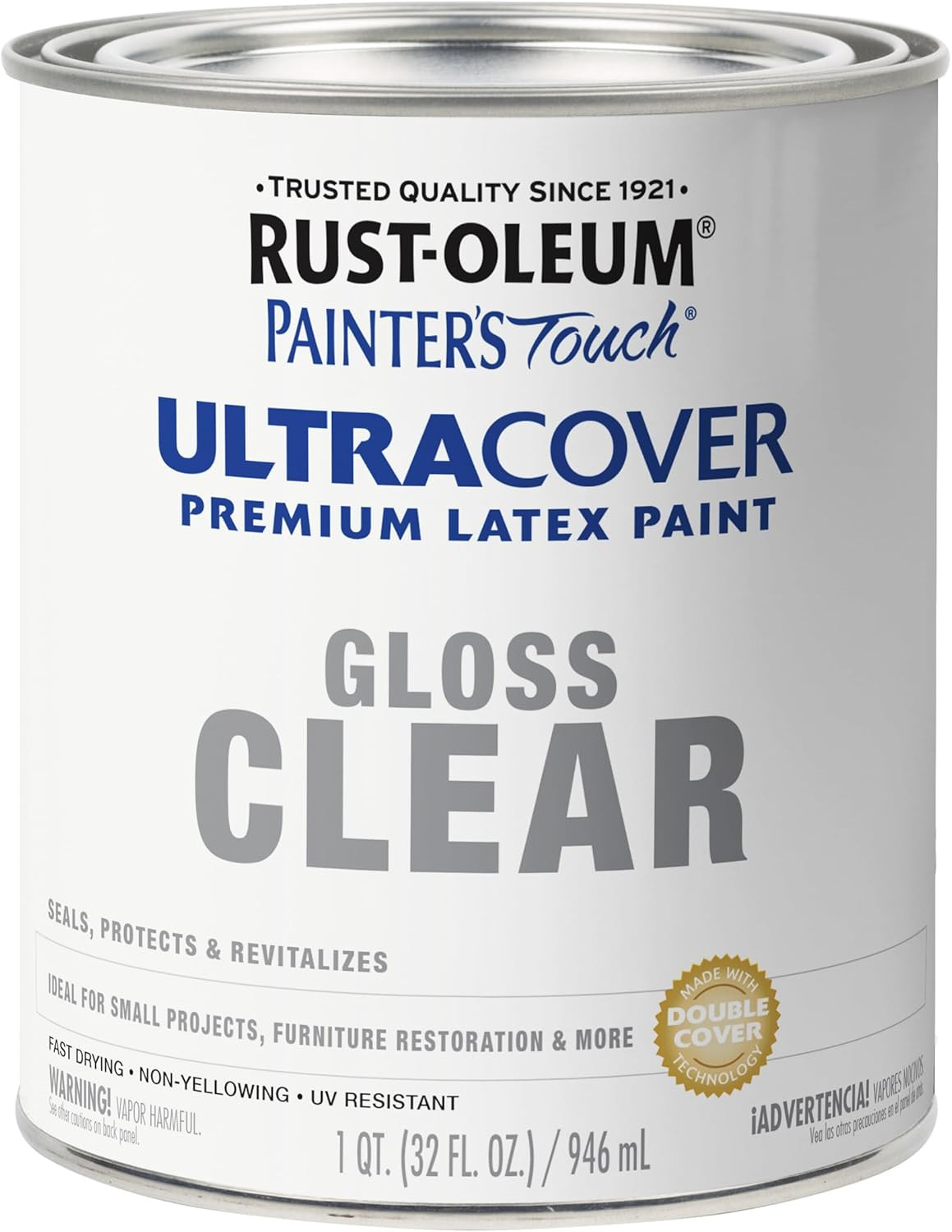 Rust-Oleum 242057 Painter’S Touch Latex Paint, Quart, Gloss Clear,1 Quarts (Pack