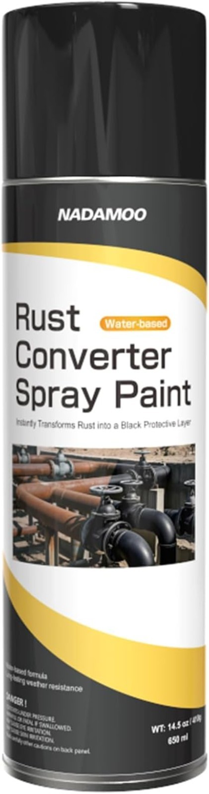 Rust Converter & Primer Spray Paint – Black Matte, 14.5 Oz, 2-in-1 Solution