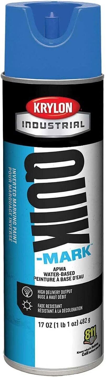 Krylon Industrial Quik-Mark Wb Inverted Marking Paint Apwa Blue – Lot of 12