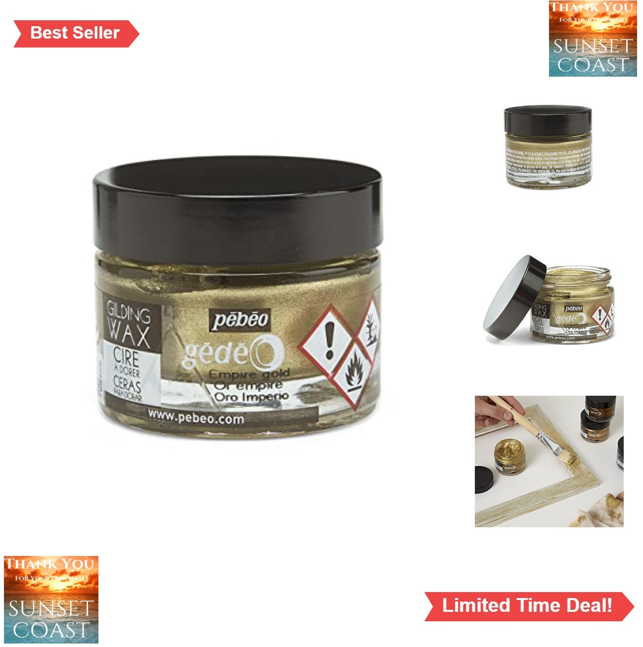 Gilding Wax Metallic Empire Gold Paste 5.6 Ounce Jar for Furniture Wood Plaster