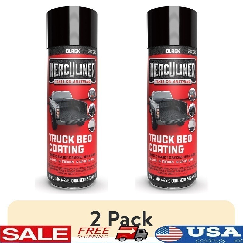 2 Pack Truck Bed Liner Aerosol Paint Waterproof Scratch Rust Resistant 15 oz New