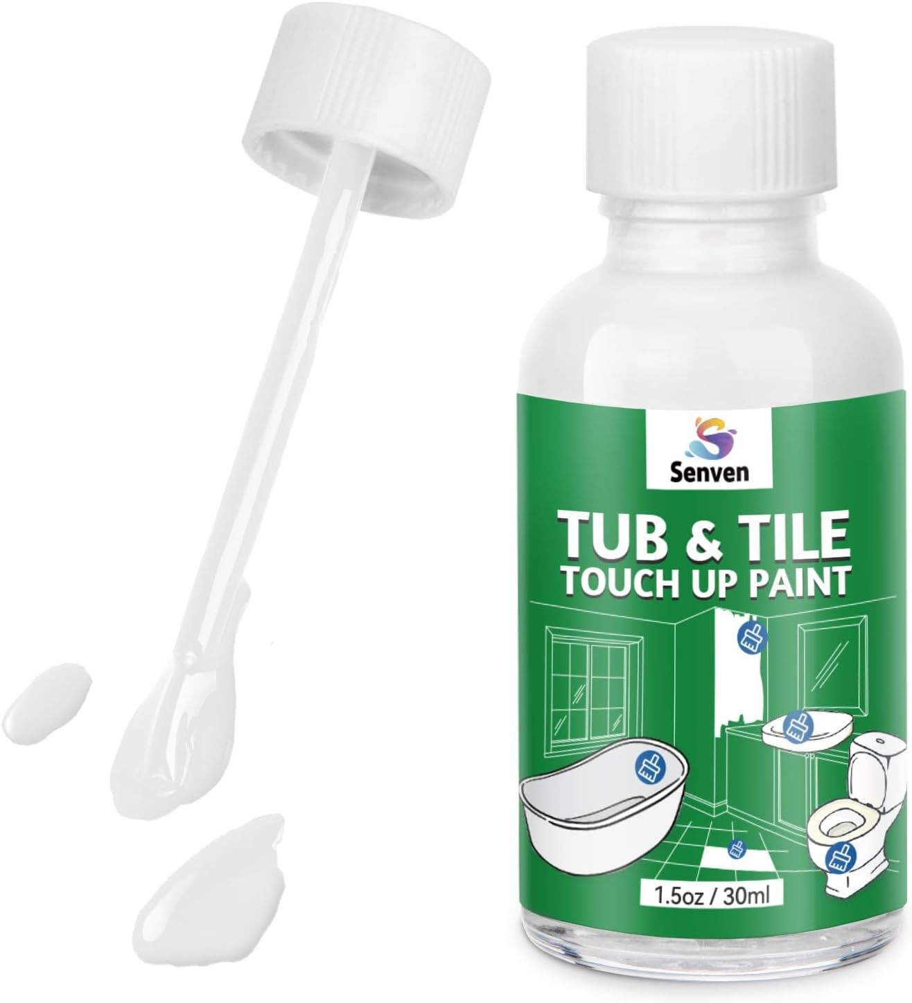 Tub Tile Gloss White Paint Touch up Paint Kit for Bathtub Porcelain Repair Scrat