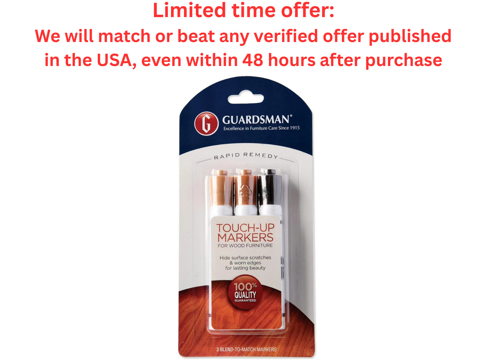 Guardsman Wood Furniture Markers, Scratch Repair Kit, 3 Colors | Clearance