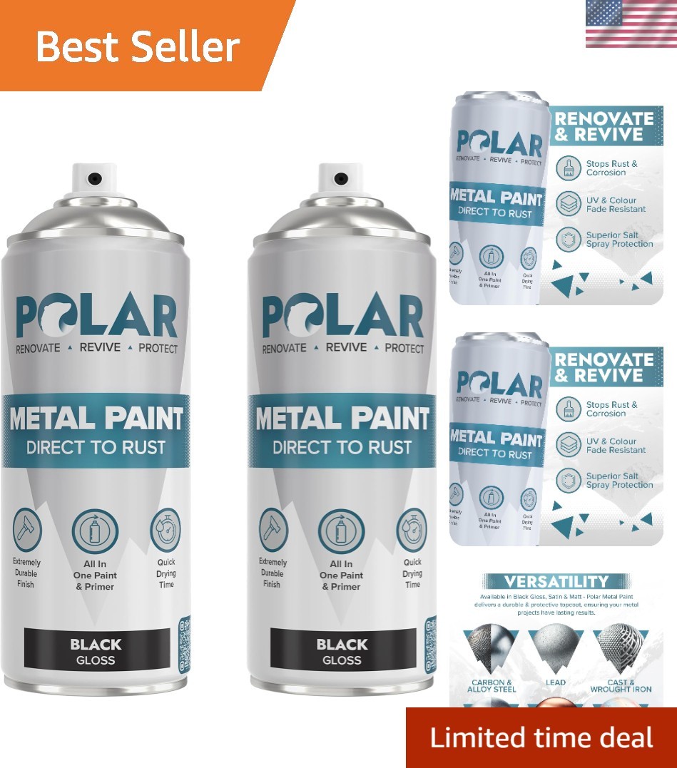 Polar Gloss Black Rust Prevention Spray – 2 x 13.5 Fl Oz – Quick Dry & Waterp…