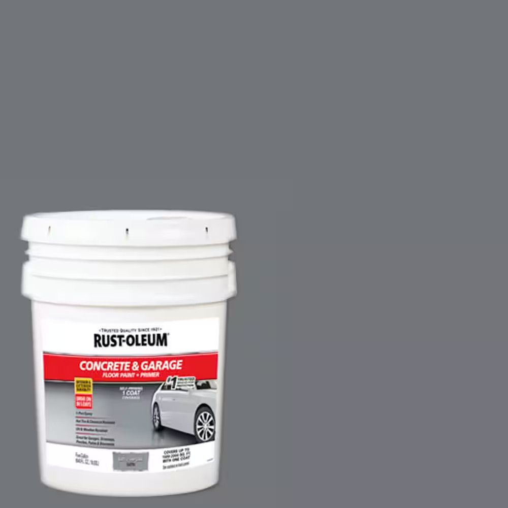 5 Gal. Battleship Gray Satin 1-Part Epoxy Concrete Floor Interior/Exterior Paint