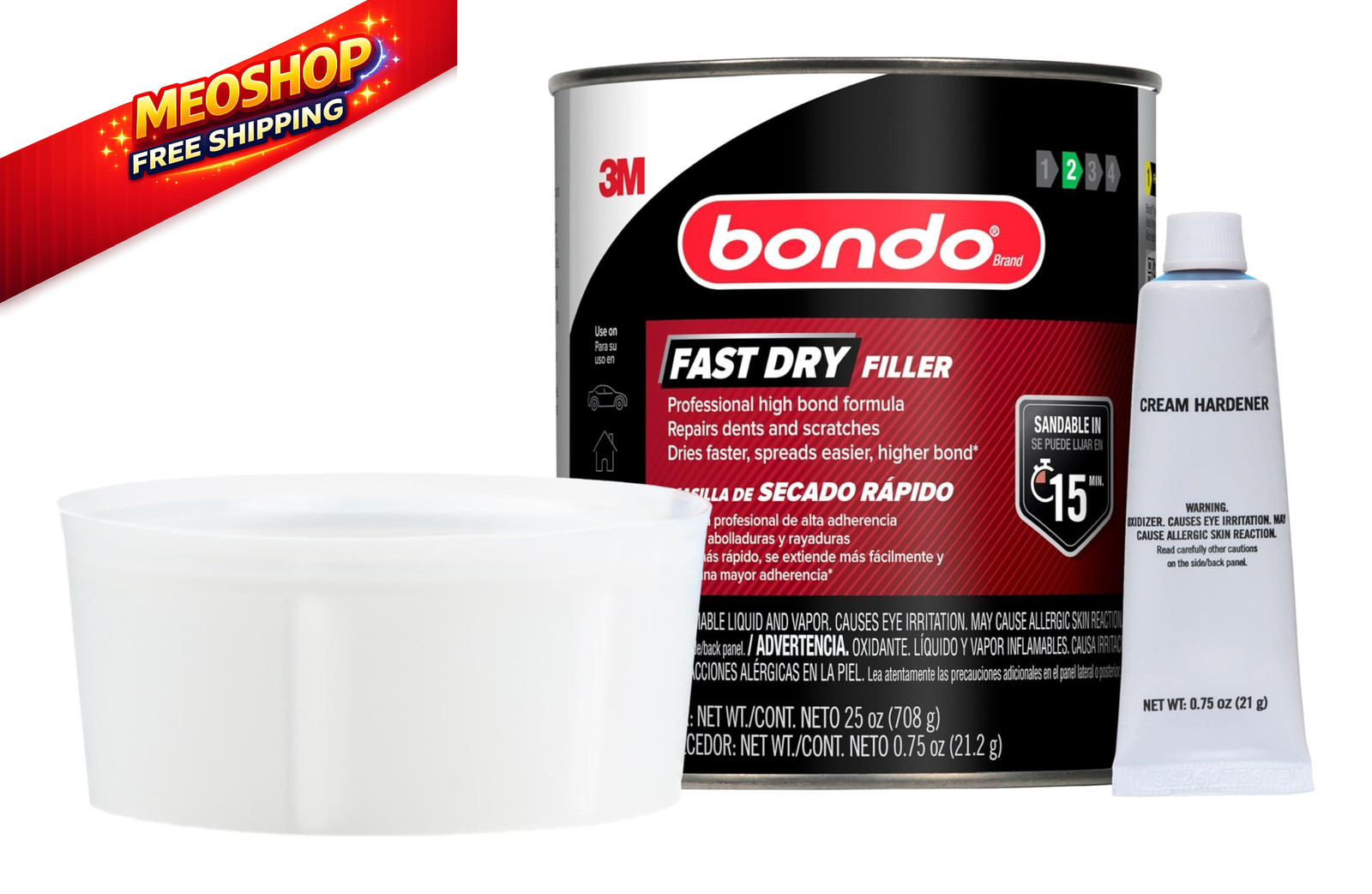bondo 3M Professional Fast Dry Filler (Quart) 25oz, White